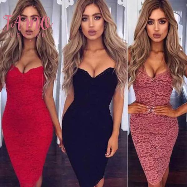 

женщины sexy evening party dress v образным вырезом повязки bodycon dress лето тощий кружева рукавов ремешками слинг красное платье верхняя, Black;gray