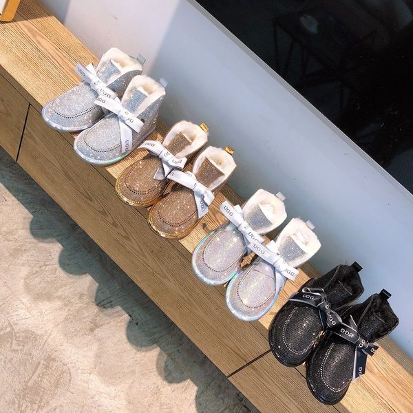 

australian winter shoes warm snow boots women's rhinestone shiny boots winter shoes women's shoes casual non-slip wear-resistant b, Black