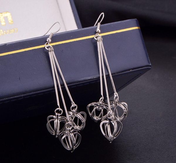 

wholesale-r style drop drop heart-shaped earrings popular in europe and the united states with all-purpose frosted earrings, Silver