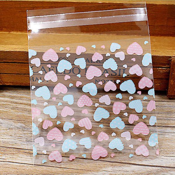

50/100pcs love heart printing baking packaging bags clear candy bag for wedding birthday party gift plastic bag 10*10+3cm