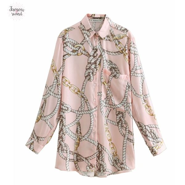 

fashion print women blouse new casual pink smock shirts women pocket chemise blusas long sleeve femininas ls3162, White