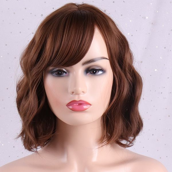 

azqueen short water wave synthetic hair 8 colors available wig for women heat resistant fiber daily false hair, Black