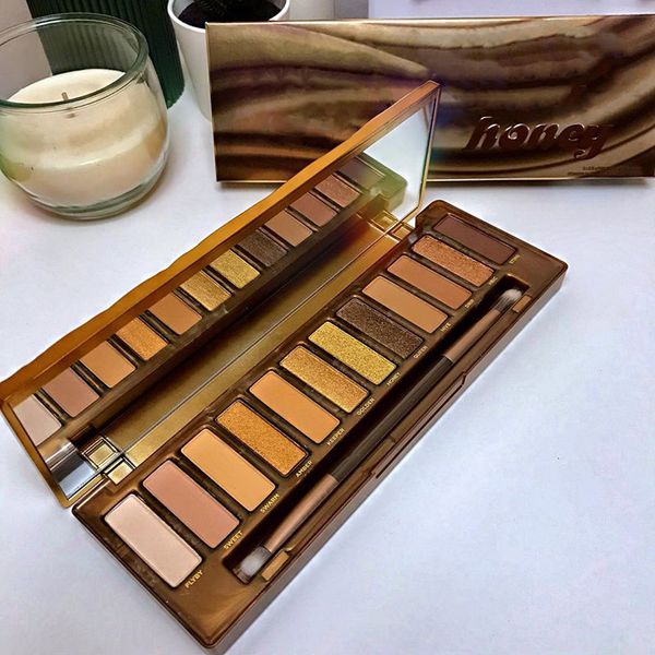 

new arrival eyeshadow palette 12 colors makeup natural honey eye shadow long-lasting cosmetics with brush