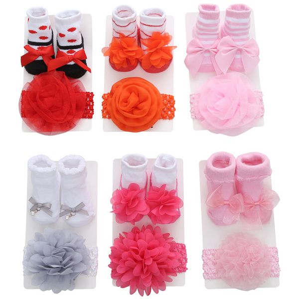 

cute baby stuff newborn solid color lace baby socks bow princess cute bowknot socks+ hair band set p props, Slivery;white