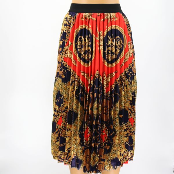 

waist long skirts female pleated retro skirt summer patterns fashion character skirt waist women elastic, Black