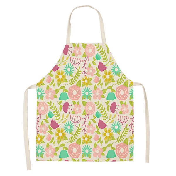 

1pc new creative simple home cotton + linen blend plant floral apron anti-dirty oil apron kitchen supplies