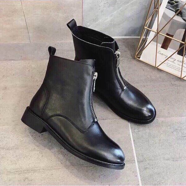 

trend british style style platform luxury woman shoes short boots ladies shoes waterproof zipper fashion bare boots black size 35-40