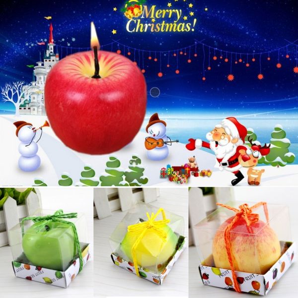Elma Şeklinde Meyve Mumlar Kokulu Mumlar Festivali Atmosfer Romantik Parti Dekorasyon Noel Arifesi Yılbaşı Dekor