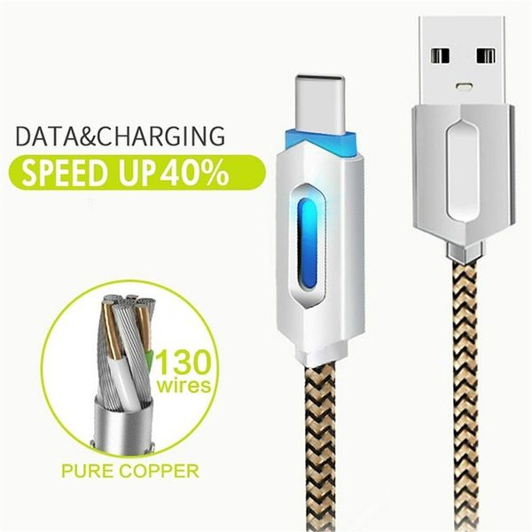

led usb type c cable fast charging for xiaomi mi 9t redmi samsung s9 s10 huawei mobile phone charger type-c data cord