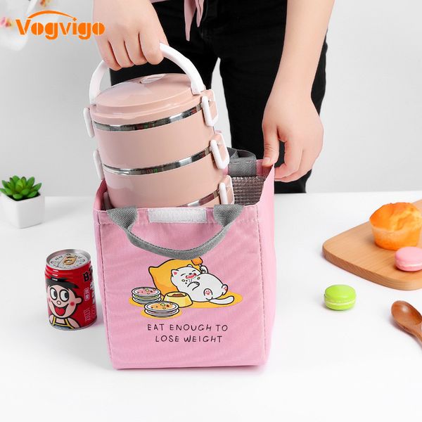 

vogvigo student insulation lunch bags outdoor picnic waterproof ice pack portable lunch bag insulated canvas bag thermal cooler, Blue;pink