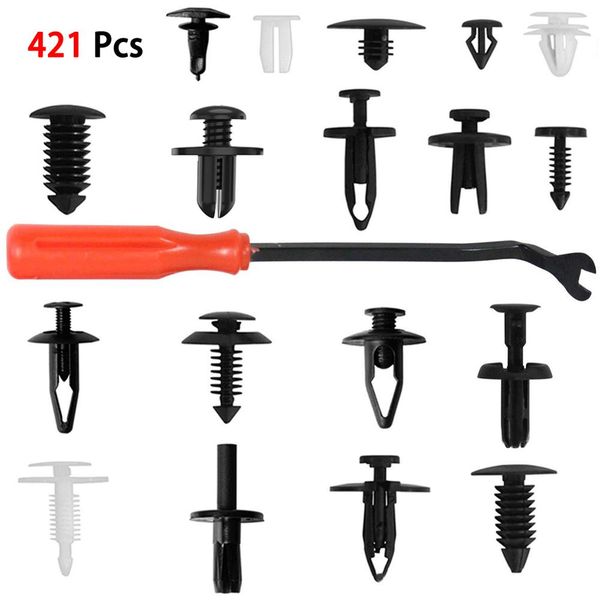 

421pcs car body push pin rivet trim panel fastener clip moulding assortment+tool