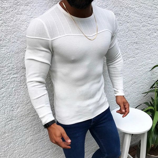 

knitted lightweight crew neck sweater for male men's casual slim fit winter and autumn pullover sweaters fashion men, White;black