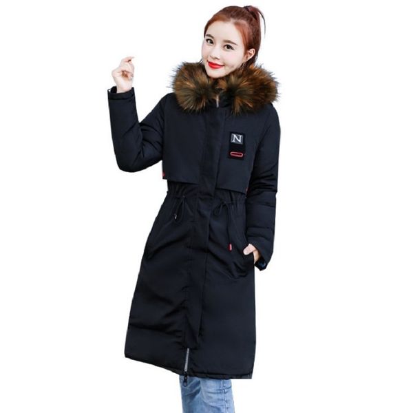 

abrigos mujer invierno 2019 fashion thick cotton padded women long section large fur collar ladies double-sided casaco feminino, Tan;black