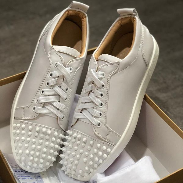 

new designer sneakers red bottom shoe low cut suede spike luxury shoes for men and women shoes party wedding crystal leather sneakersl14, Black