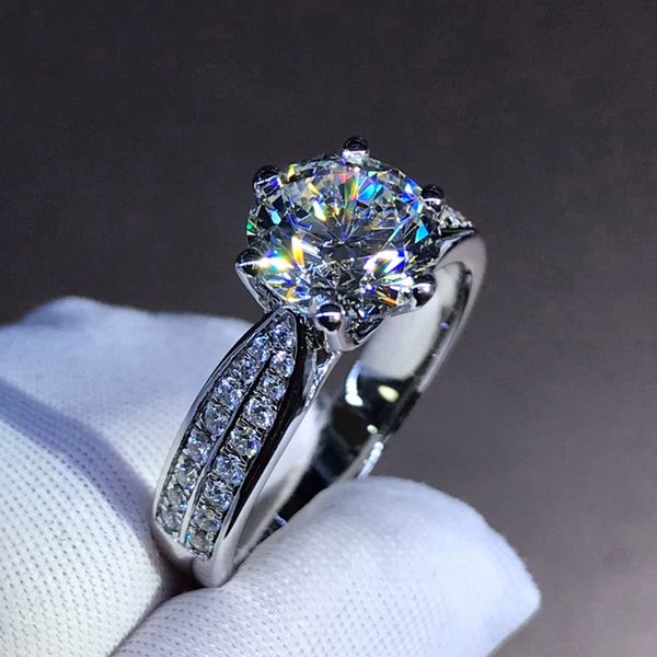 

обручальное кольцо starlight шесть коготь кольцо толстые слои платины real gold texture не выцветает и не окисляется американский mozanne ал, Slivery;golden