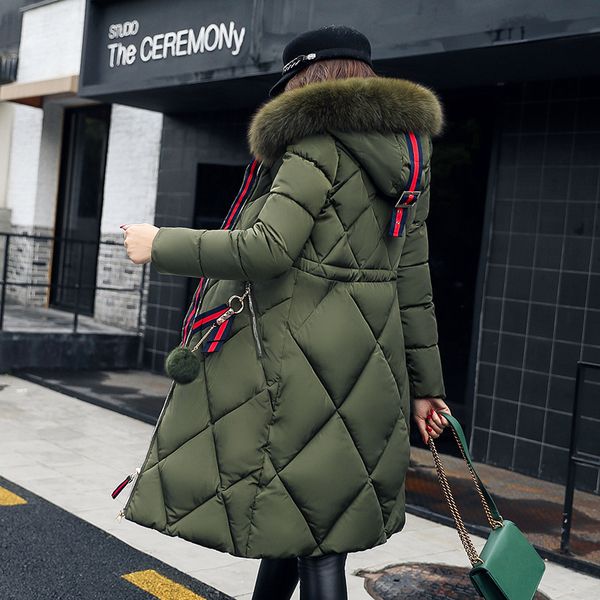 

big yards down cotton-padded jacket female long da mao.the brought cotton-padded clothes trade jacket coat, Black