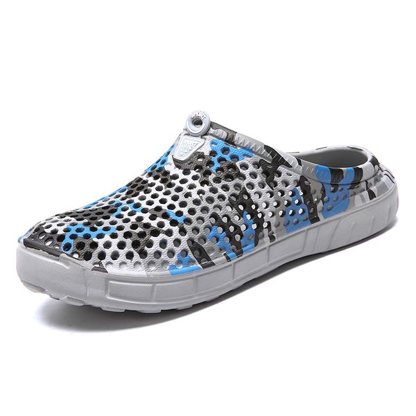 

2019 new men summer shoes breathable mesh hole beach slippers non-slip home bathroom flip flops casual sandals slides, Blue;gray