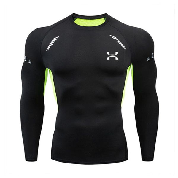 

men underwear basic undershirt t-shirt quick dry jogging training base layer shirt fitness long sleeve compression tights, Black;blue