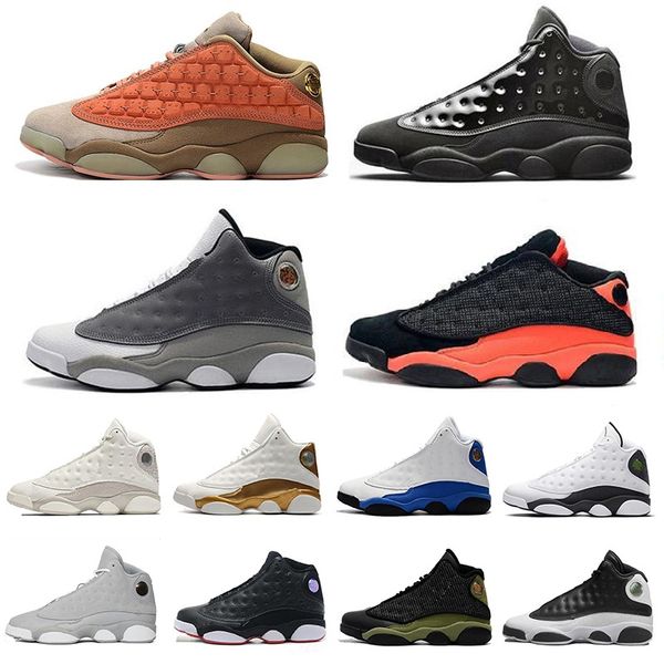

13 13s atmosphere grey cap and gown black infrared terracotta blush mens basketball shoes chicago cat flints dmp mens trainers size 13, White;red
