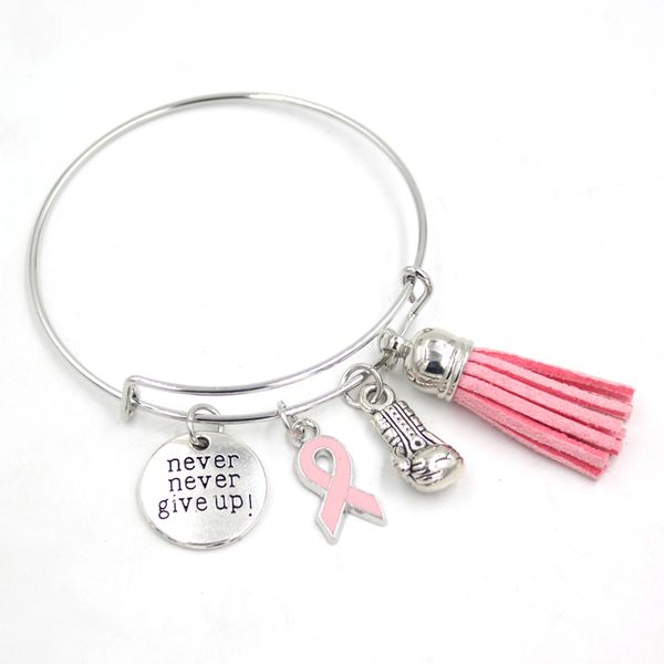 Новое прибытие браслет для рака молочной железы Браслет розовая лента боевая коробка из перчатки прерывание Регулируемое браслет для женщин для женщин