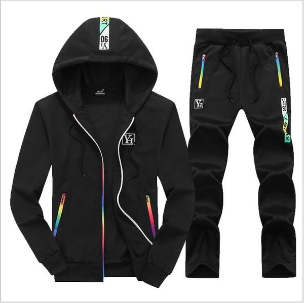 

sportswear men tracksuit two pieces set male fashion hooded mens set autumn hoodies+pants man sweat suit outwear, Gray
