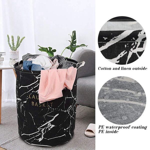 

hho-collapsible clothes store marble pattern dirty clothes children toy storage laundry storage basket