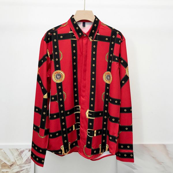 

sbrand designer men designer long sleeve casual red shirt men brand shirt fashion designer social shirt, White;black