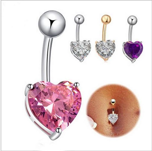 

смешайте цвет сердца кристалл из нержавеющей стали для губ пирсинг кольца i форма стержня уха пирсинг козелка украшения для тела унисекс, Silver