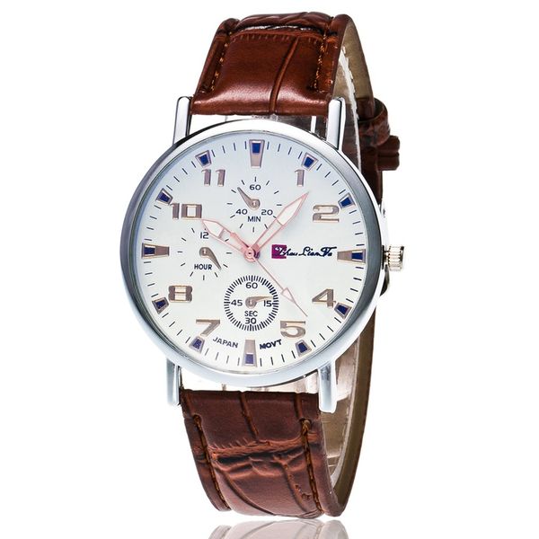 

4colors leather strap wristwatch watchband classic workmanship round women men business quartz watch valentine gifts 2018, Slivery;brown