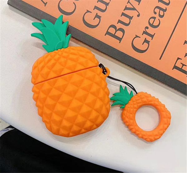 

original pineapple for apple airpods2 silicone soft ultra thin case shield protector earphone sleeve pouch for air pods earphone set