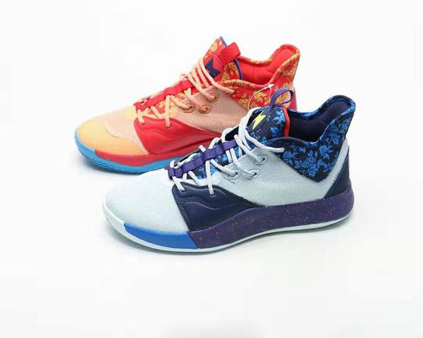 

pg 3 eybl basketball shoes men paul george orange red sky blue navy sports shoes