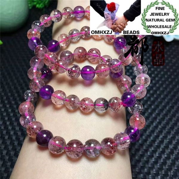 

omhxzj wholesale zb398 67810mm european fashion birthday party wedding gift natural stone fine super seven round beads bracelets, Golden;silver