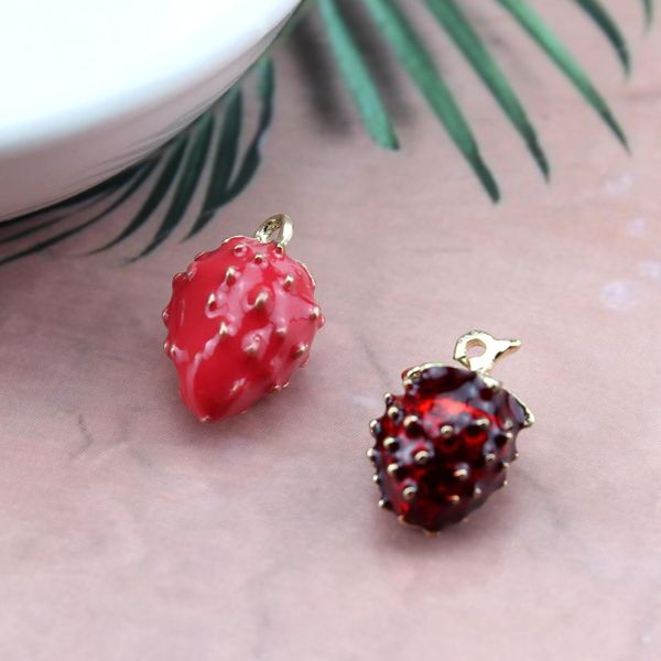 

2pcs fashion alloy strawberry charms for bracelet metal fruit dangle berry pendants earring diy handmade jewelry making, Silver
