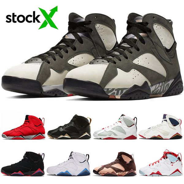 

stock x 2020 icicle basketball shoes 7 7s ray allen french blue sport z mist patt x jumpman brand pure money men sneakers, Black
