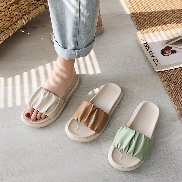 

shoes ladies' slippers slides platform summer woman slipers women soft beach flat 2020 rubber pu rome, Black