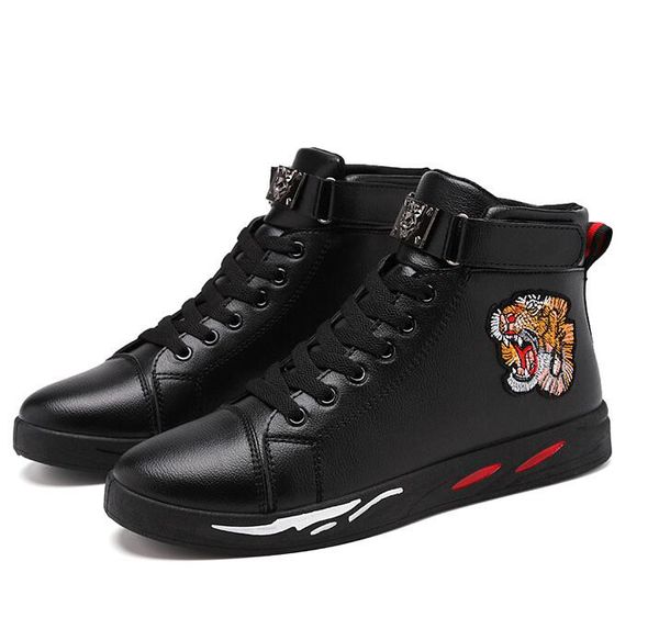 

Brand de igner tiger print ace plu velvet embroidery high neaker black leather ca ual hoe fa hion luxury red neaker men 039 women
