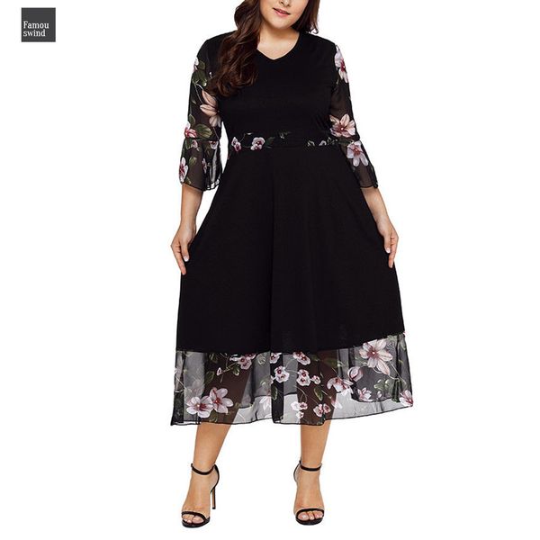 

5xl новый сыпучие длинное платье макси осень зима большие размеры платья женщин плюс размер с длинным рукавом v образным вырезом повседневны, Black;gray