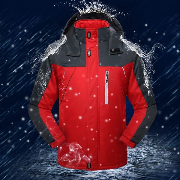 

winter jacket men cotton padded mens jackets and coats solid thick hood wool liner waterproof casual outwear man winter parkas, Black