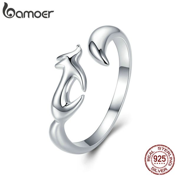 

bamoer 925 sterling silver animal adjustable finger rings for women open size tail ring sterling silver jewelry scr478