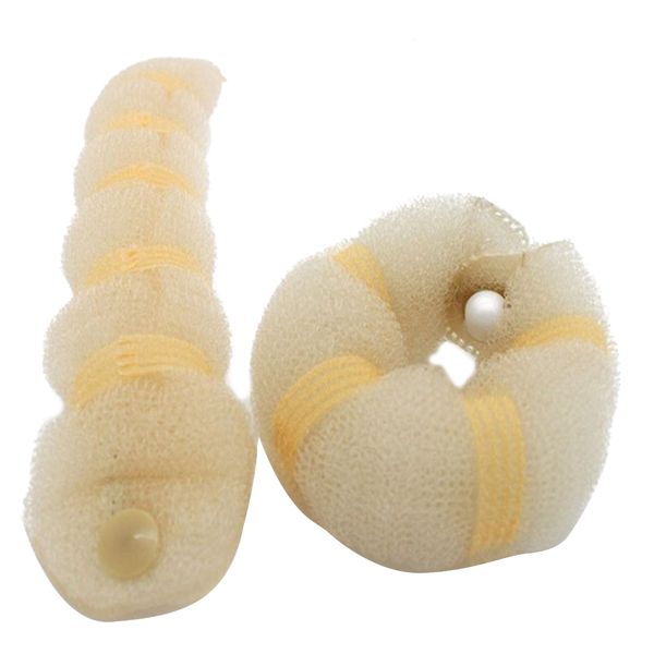 

2 pcs/pack hair bun maker elastic twist button donut shape doughnut shaper chignon ring bun former for women girls ladies, Brown