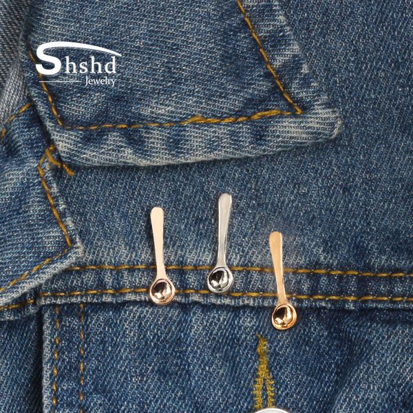 

dropshipping 3 colors mini coffee spoon brooch kids measuring spoons pins badge button denim jackets lapel pin jewelry wholesale, Gray