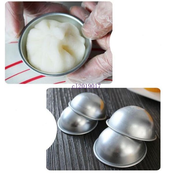 300 pçs / lote Hot Bola de Esfera De Alumínio 3D Bolo Pan Tin DIY ferramentas de Cozimento Bola de Massa de Bolo de Molde Moldes de Cozinha Bomba de Banho Bakeware