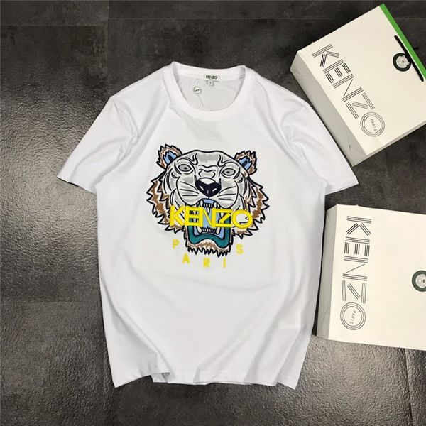 

лето новый прилив бренд вышитая голова тигра с коротким рукавом футболка пара одежда мужчины и женщины с коротким рукавом хлопок голова тигр, Black;brown