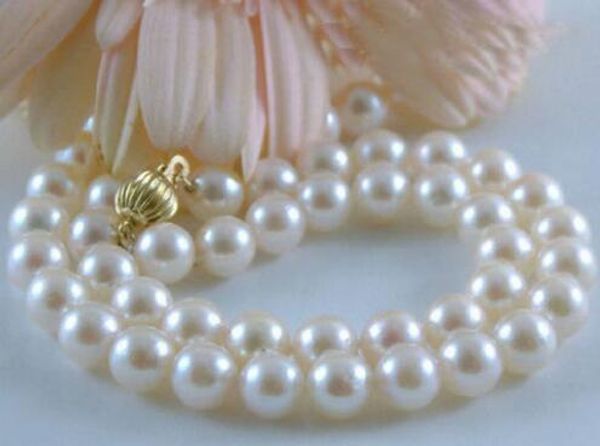 

encantador 10-11mm blanco natural collar de perlas 18", Silver