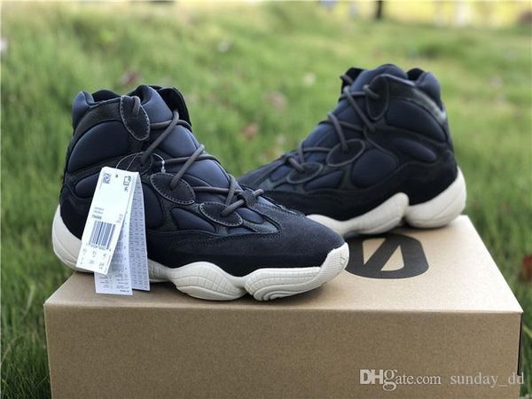 

новые продажи kanye west 500 высокий шифер кроссовки аутентичные дизайнер черный замша волна бегун мужчины женщины спортивные кроссовки fw49