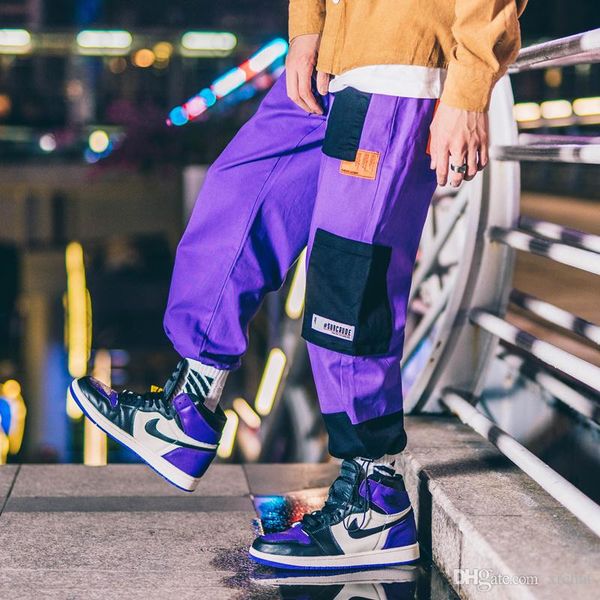 

hip hip несколько карманы мужчина лоскутных штаны модельер sweatpants streetwear шаровары повседневные бегуны 052, Black