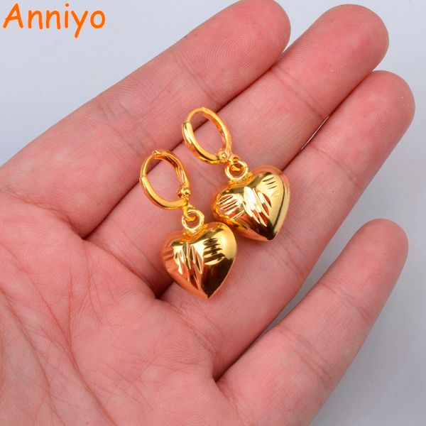 

anniyo african heart earrings for women/girl,gold color three-dimensional earrings arab middle eastern jewelry gift #051104, Silver