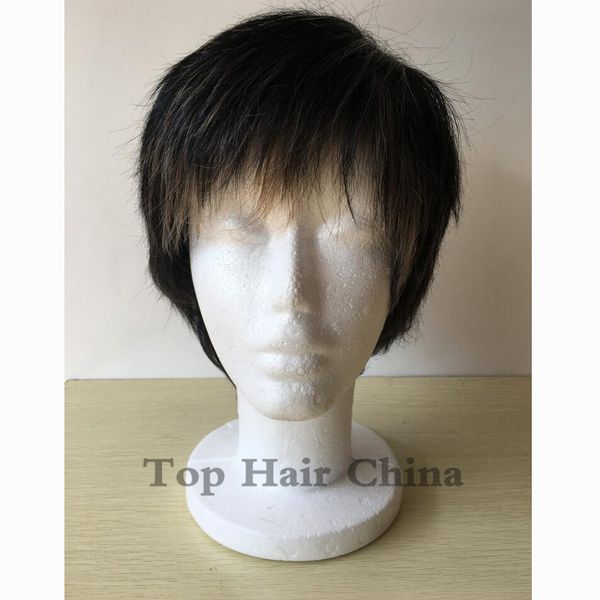 

hair heat resistant >>>>fashion men's man short gray cosplay natural hair wigs, Black