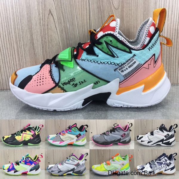 

why not zer0.3 iii triple white l.a. born unite the family noise basketball jumpman 3s kids mens russell westbrook shoes, Black