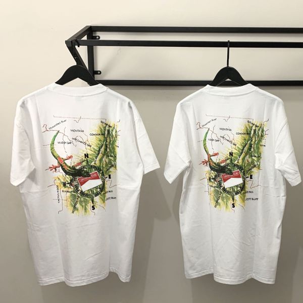 

20ss новые прибытия lizard printed teea мода верхнего качества хлопка с коротким рукавом пары женщин и мужчин дизайнерские футболки t01, White;black